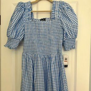 Everlily blue and white checkered smocked dress